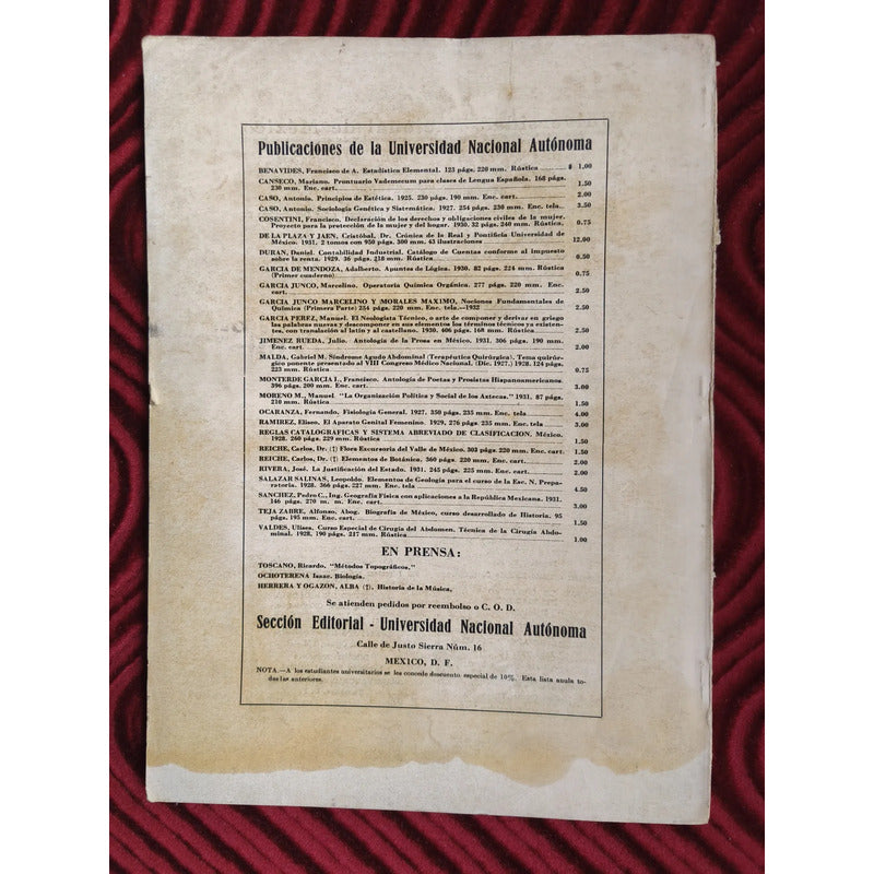 Revista De La Universidad De Mexico #14 1931