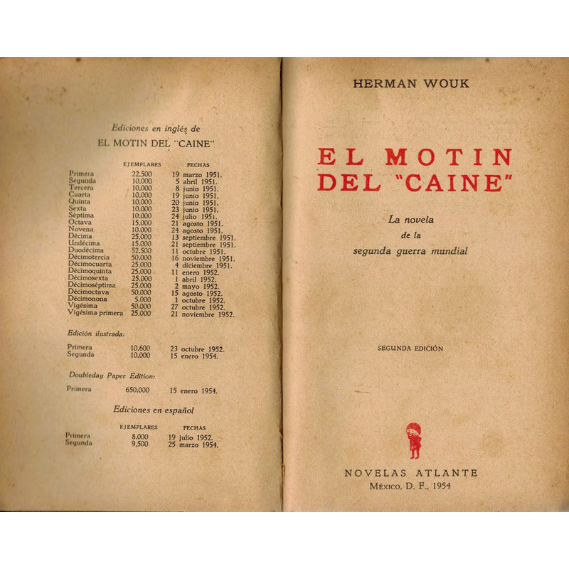El Motin Del  Caine . Herman Wouk, Mexico 1954