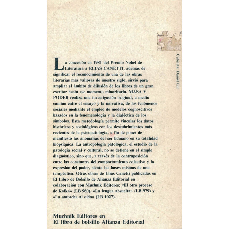 Masa_y Poder. Elias Canetti, Alianza Ed., 1987