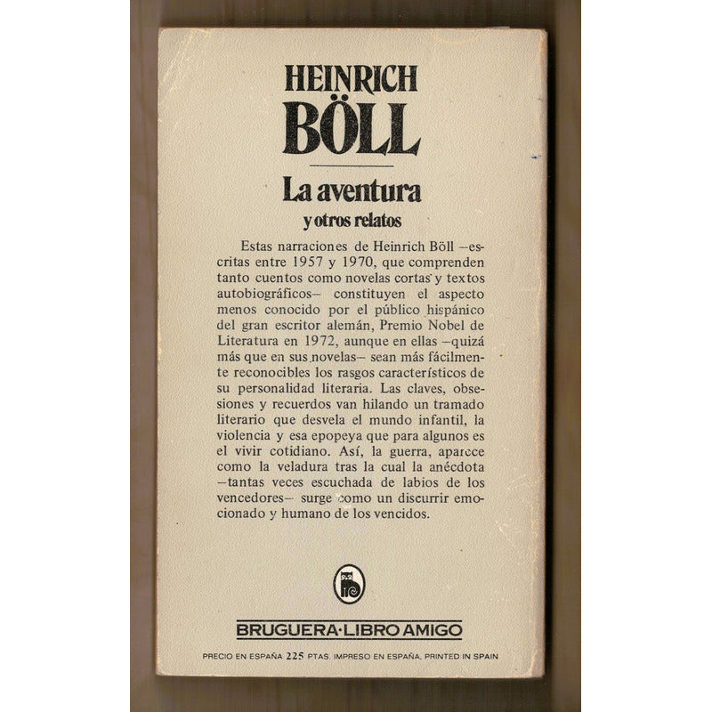 La Aventura Y Otros Relatos. Heinrich Böll, España 1981