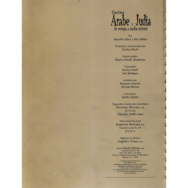 Cocina Arabe Y Judia. Marcelle Cohen, Gilardi Ed. 1993