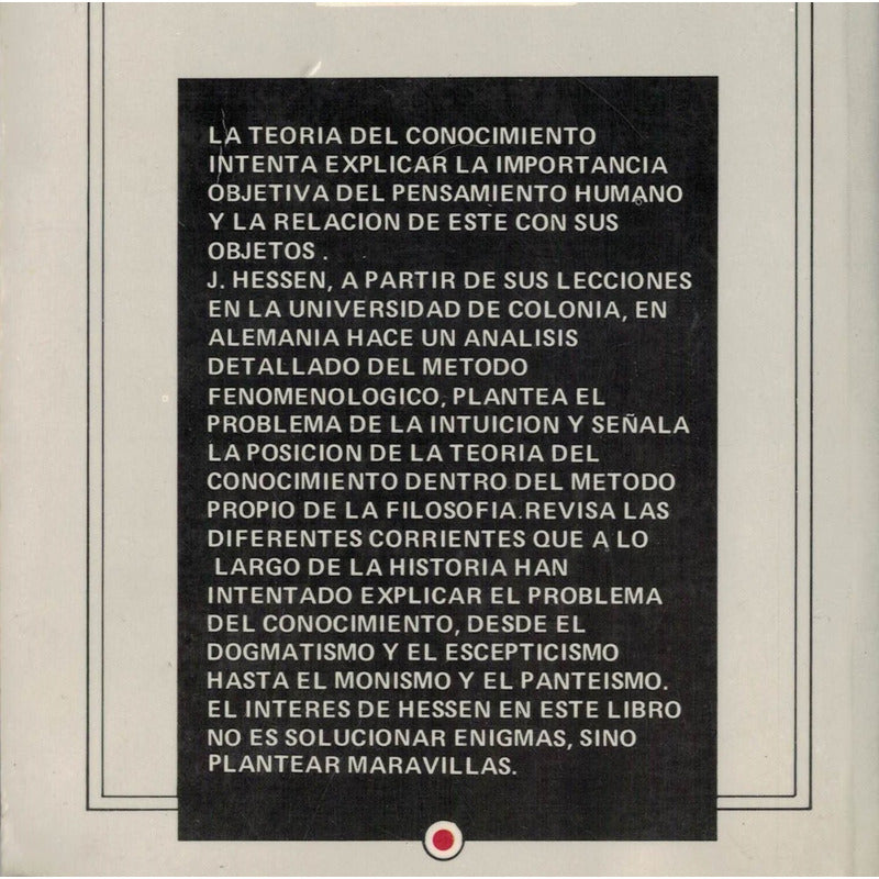 Teoria Del Conocimiento. Hessen, Mexico 1993