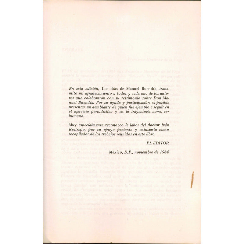 Dias De Manuel Buendia. Carlos Monsivais Et Al. 1985 (2a)
