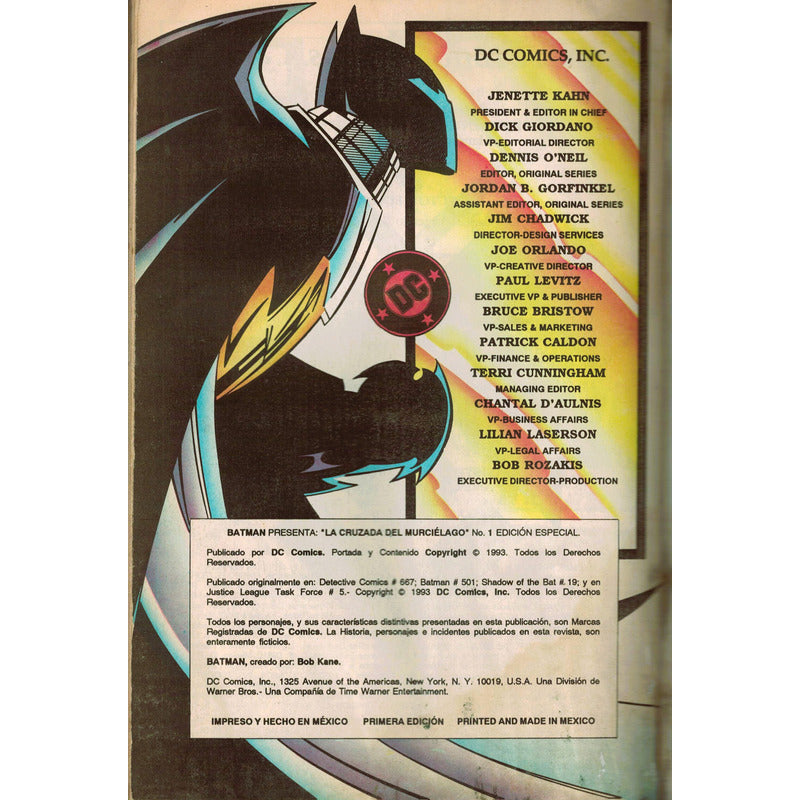 La Cruzada Del Murcielago #1, Vid Editorial, Mexico 1994