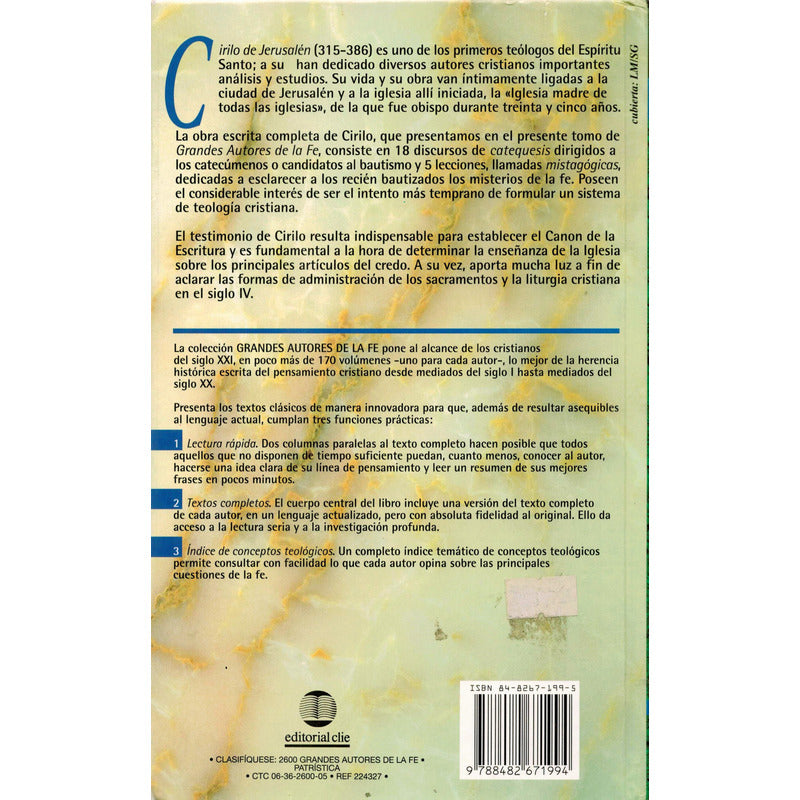 Mejor De Cirilo De Jerusalem. A Ropero (comp.), España 2011