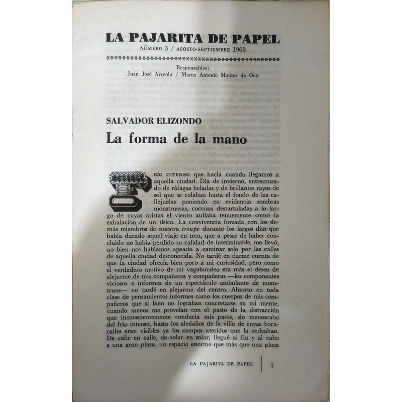 La Pajarita De Papel #3. Juan José Arreola 1968
