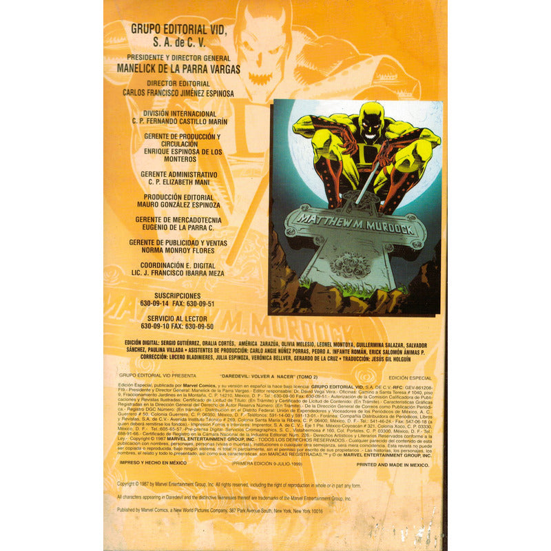 Daredevil Born Again, Vid Editor, Mexico 1999