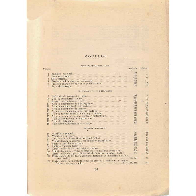 Reglamento Consular Mexicano. [modelos_y_formas] Mexico 1924