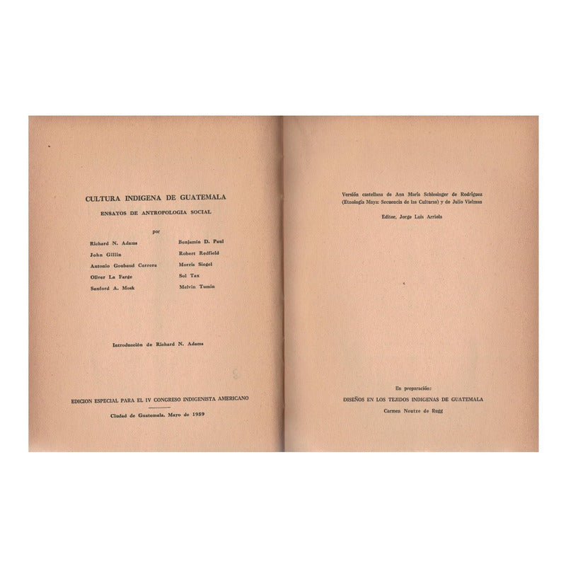 Cultura Indigena Guatemala -ensayos- 1959