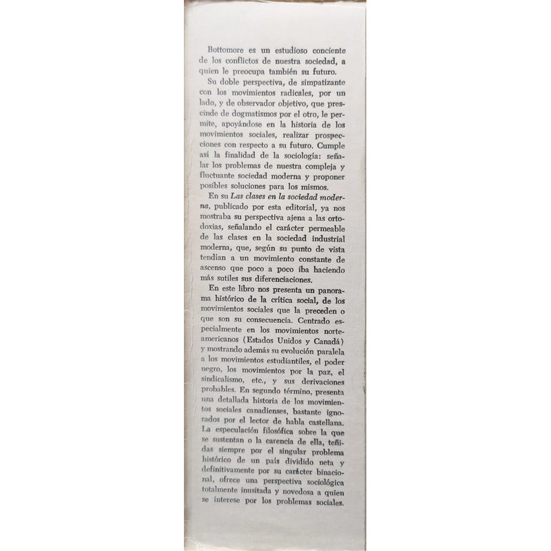 Critica De La Sociedad. T B Bottomore