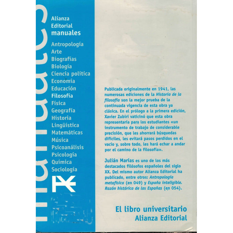 Historia De La Filosofia. Julian Marias