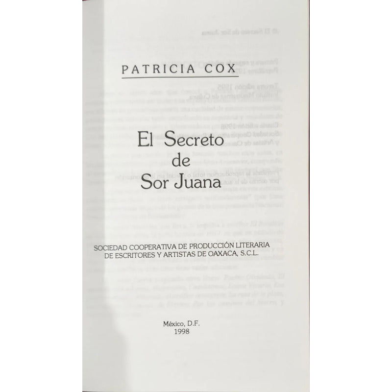 El Secreto De Sor Juana Ines De La Cruz Patricia Cox