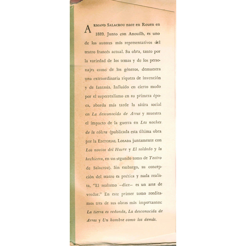 Teatro. Armand Salacrou, Editorial Losada 1962 (surrealismo)