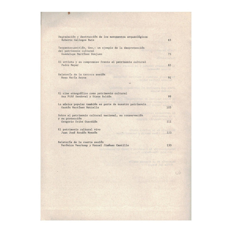 Patrimonio Cultural: Conservacion Y Proteccion. Mexico 1987