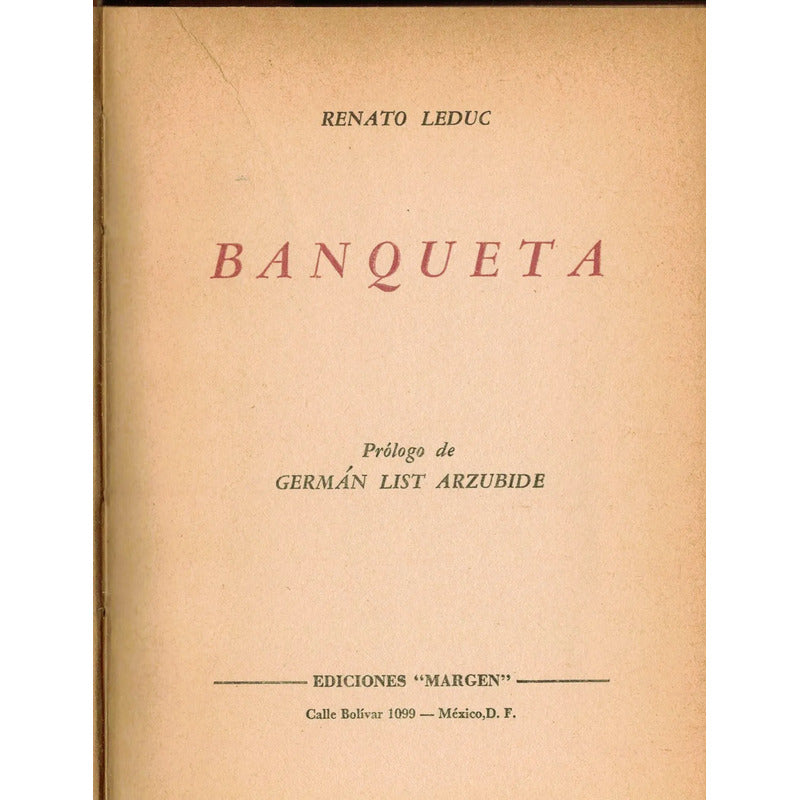 Banqueta. Renato Leduc, Rius, Mexico 1961 (1a) Autografo