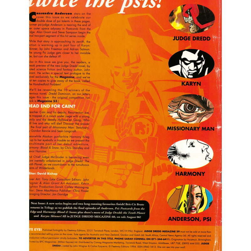 Judge Dredd Megazine # 59. U K 1994