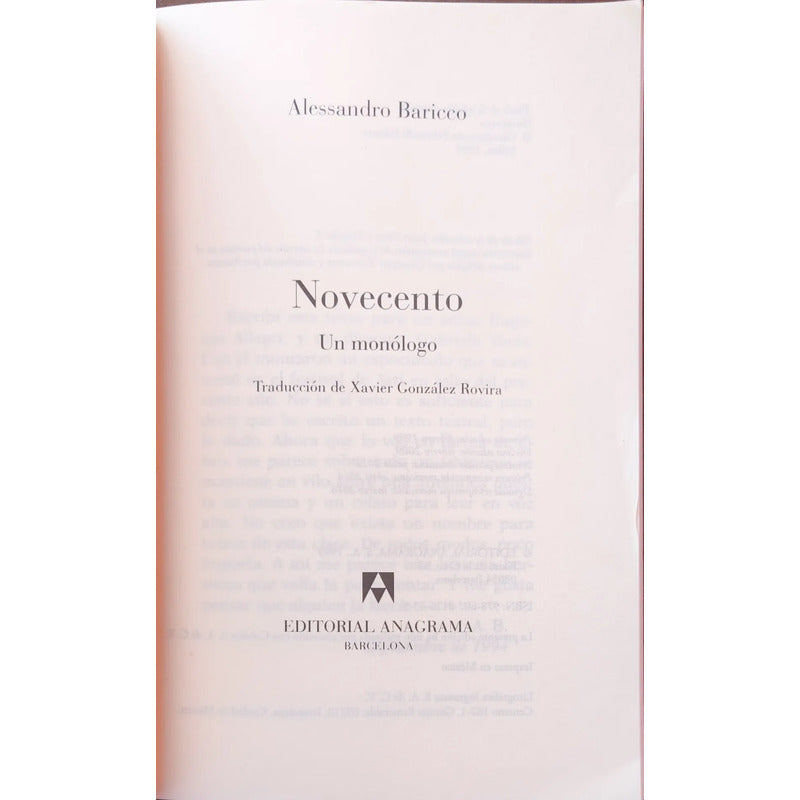 Novecento. Alessandro Baricco (musica, Reflexion Y Emocion)