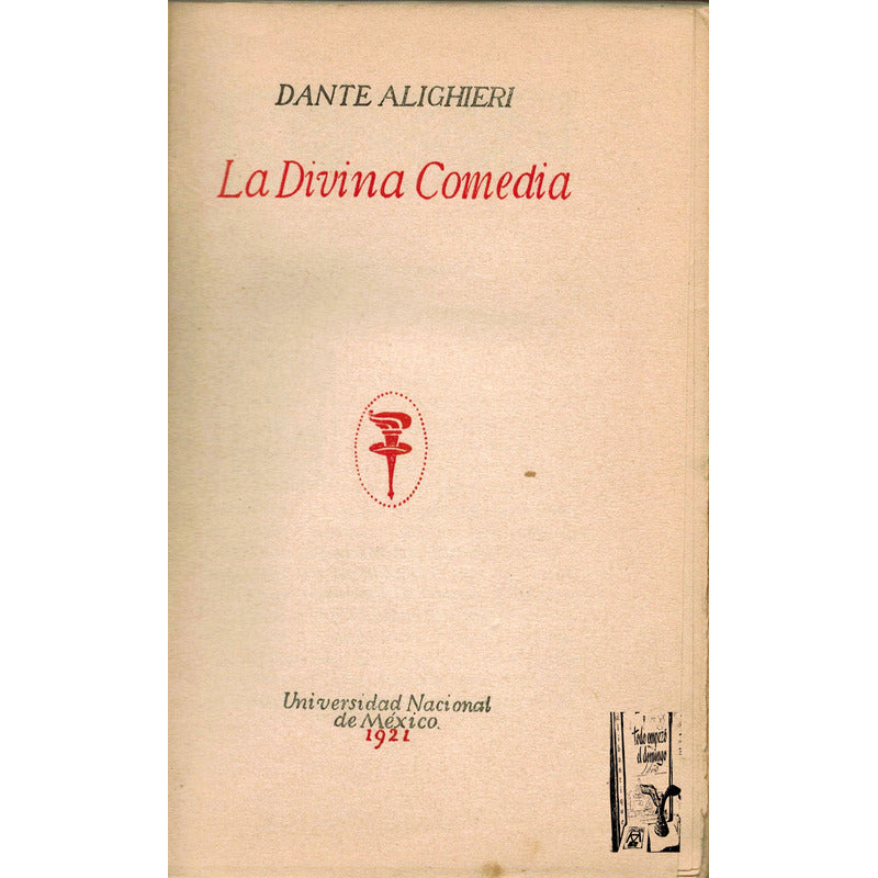 Divina Comedia. Dante Alighieri, Mexico 1921
