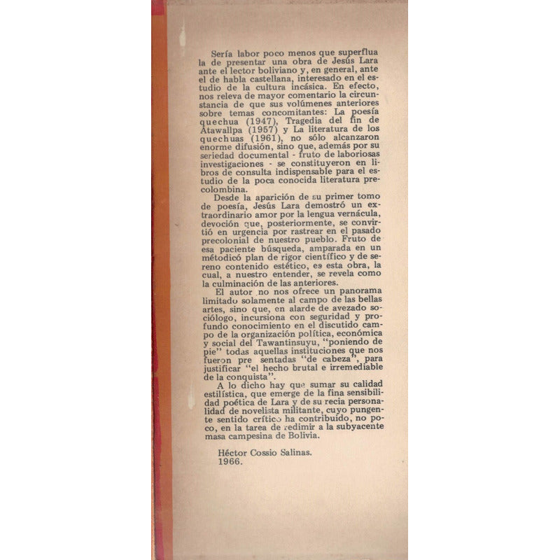 Tawantinsuyu. Jesus Lara, Bolivia 1974 [2a]