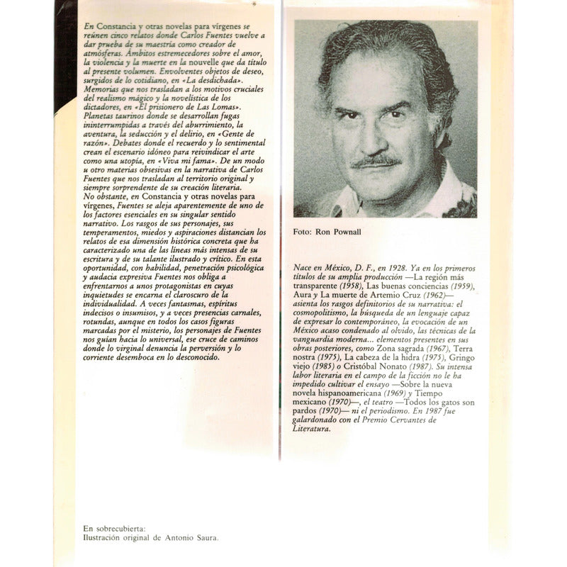 Constancia Otras Novela Para Virgenes Carlos Fuentes 1989 1a