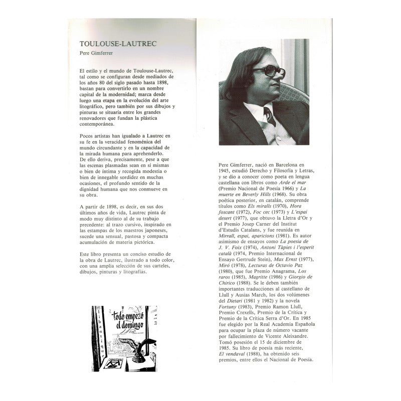 Toulose- Lautrec. Pere Gimferrer, España 1990