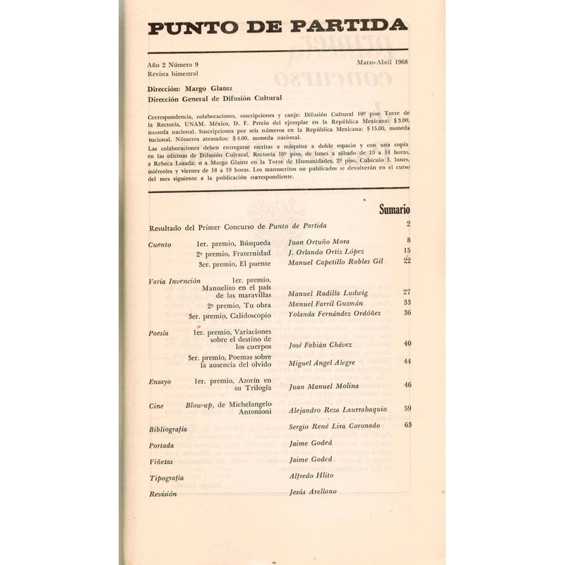 Punto De Partida # 9, Margo Glantz (dir.), Mexico 1968