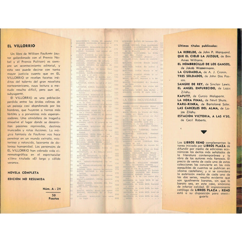 Villorrio [ The Hamlet]. William Faulkner, España 1963