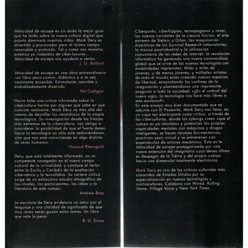 Velocidad De Escape -cibercultura-. Mark Dery, España 1998