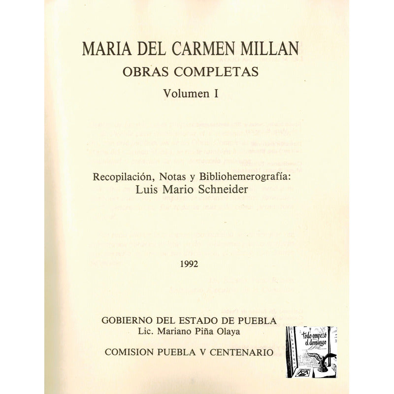 Maria D Carmen Millan. Obras Completas I I Vol., Mexico 1992
