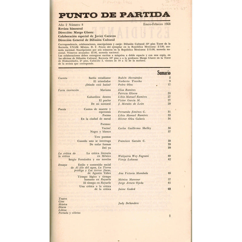 Punto De Partida # 8, Margo Glantz (dir.), Mexico 1968