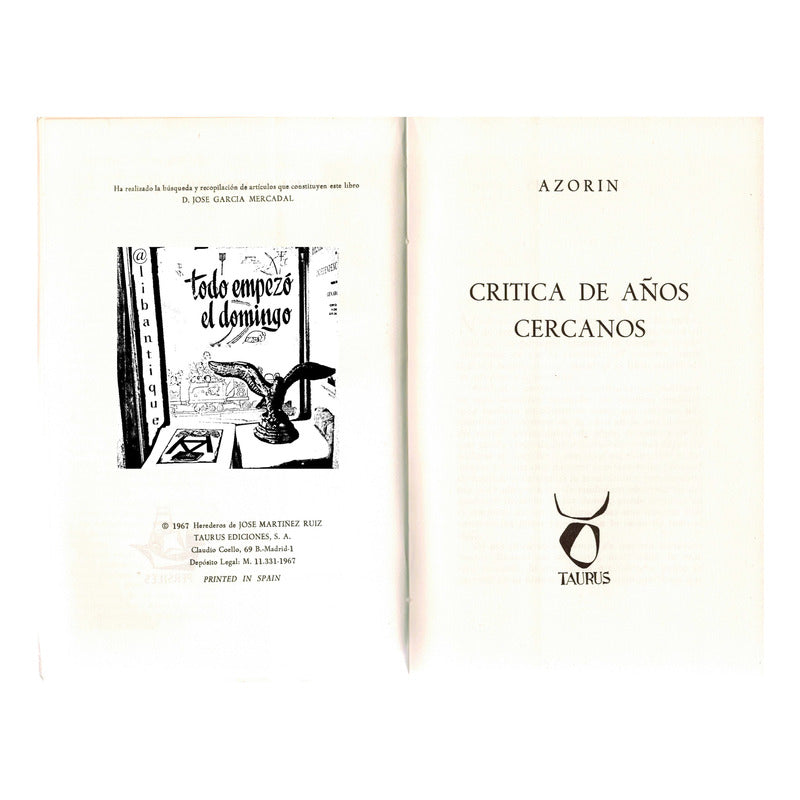 Critica De Años Cercanos. Azorin, España 1967 (articulos)