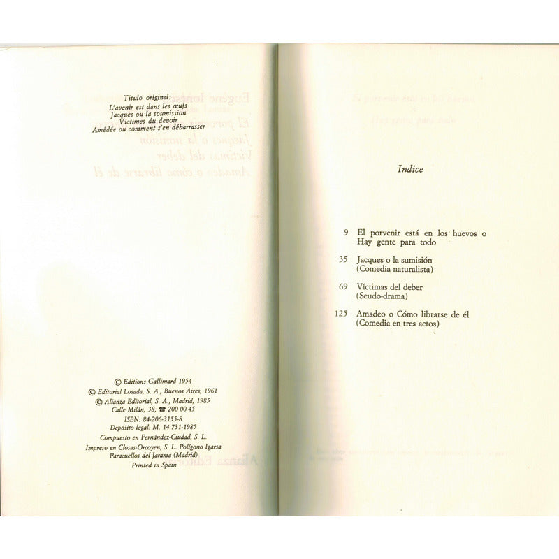 Porvenir Esta En Los Huevos... Eugene Ionesco, España 1985