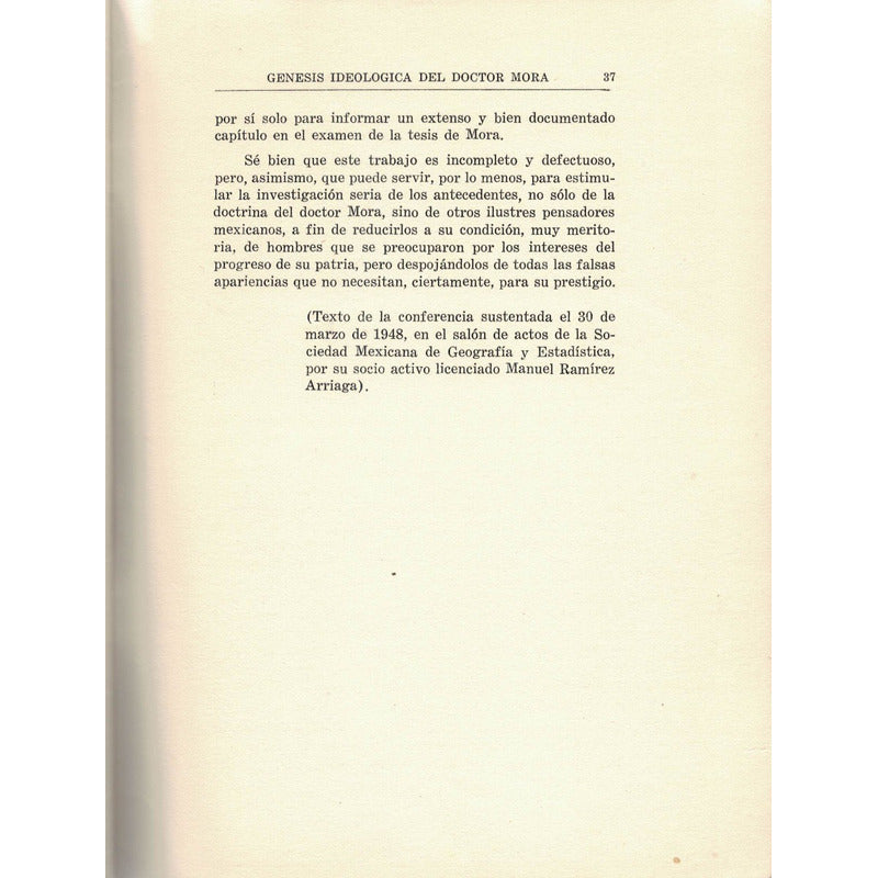 Genesis Ideologica_del Dr. Mora. Ramirez Arriaga, 1963