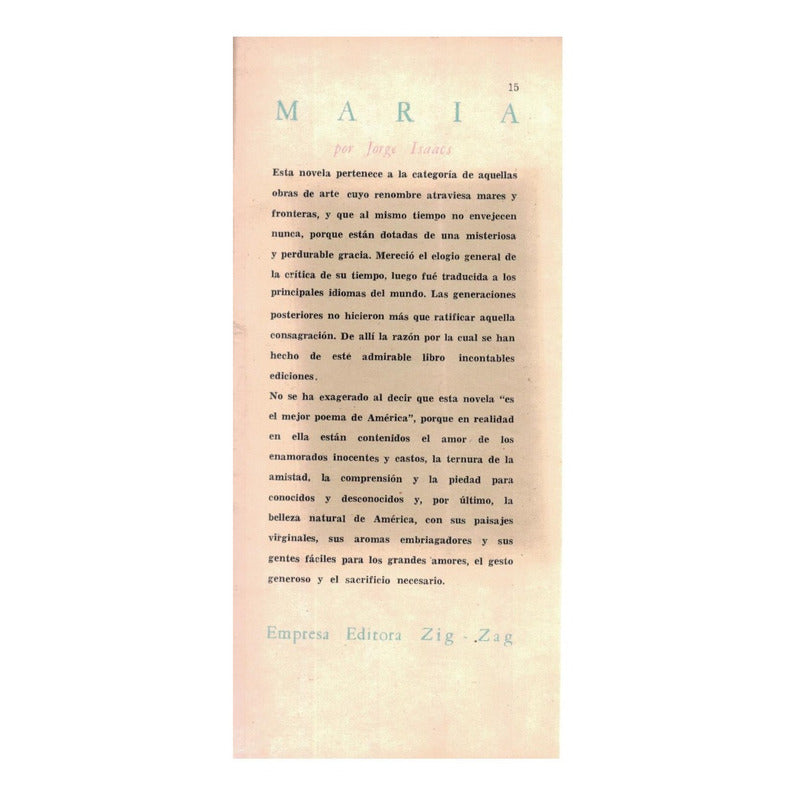 Maria. Jorge Isaacs, Zig-zag Ed., Chile 1942
