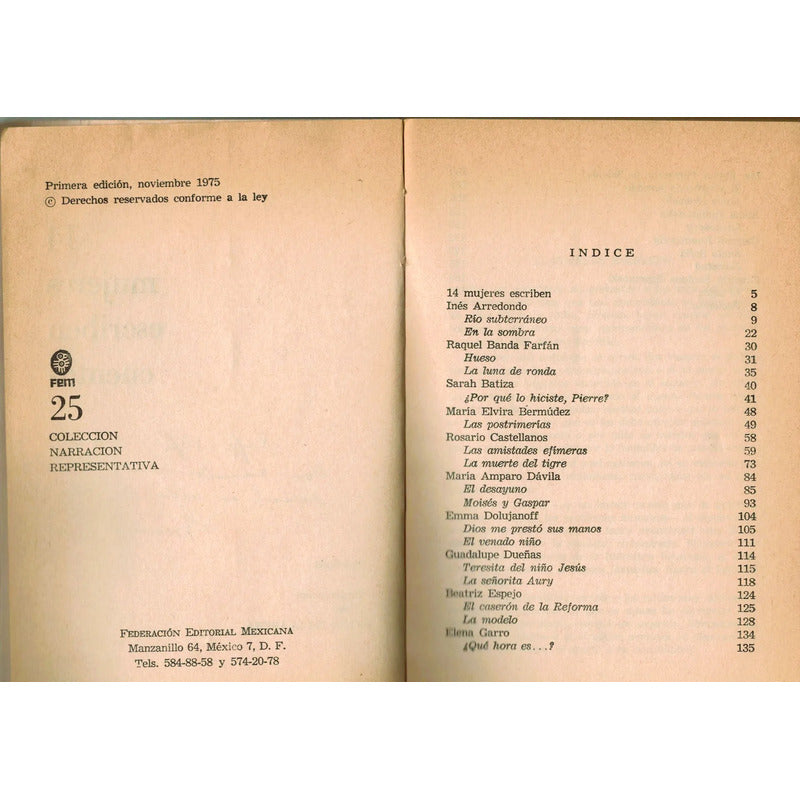 Mujeres Escriben Cuentos, 14. Maria Amparo Davila Et Al