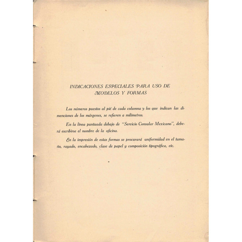 Reglamento Consular Mexicano. [modelos_y_formas] Mexico 1924