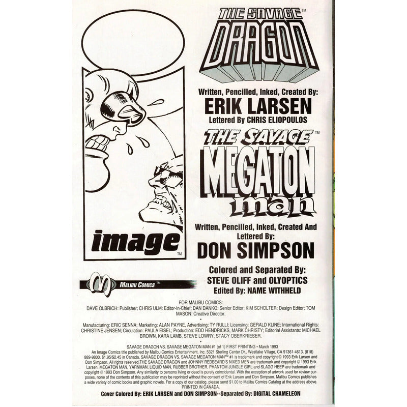 The Savage Dragon Vs The Savage Megaton Man # 1. 1993