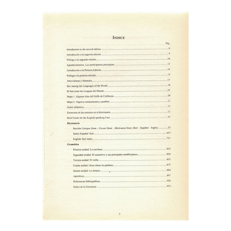 Diccionario Seri- Español- Ingles. Mary Beck Moser