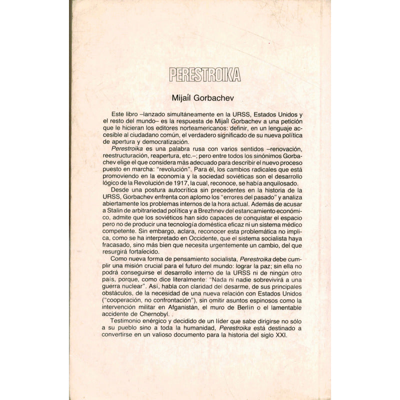 Perestroika. M Gorbachev, Mexico 1989 (2a)