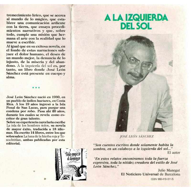A La  Izquierda Del Sol. Leon Sanchez, Mexico 1988