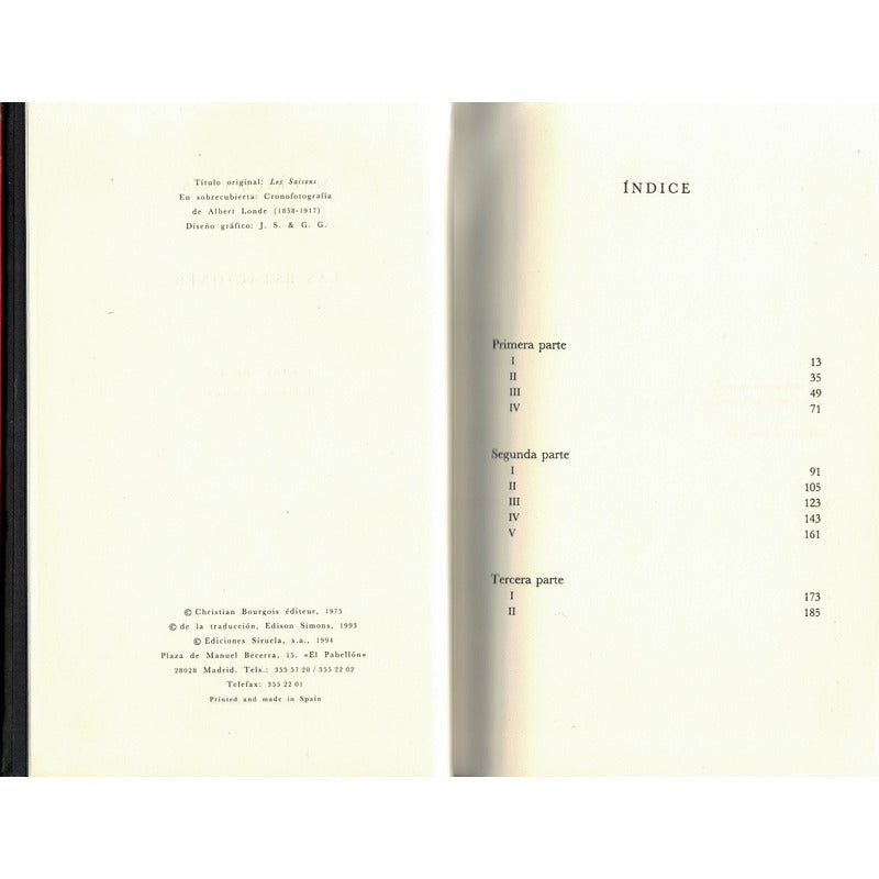 Estaciones, Las. Maurice Pons, Siruela Ed., 1993