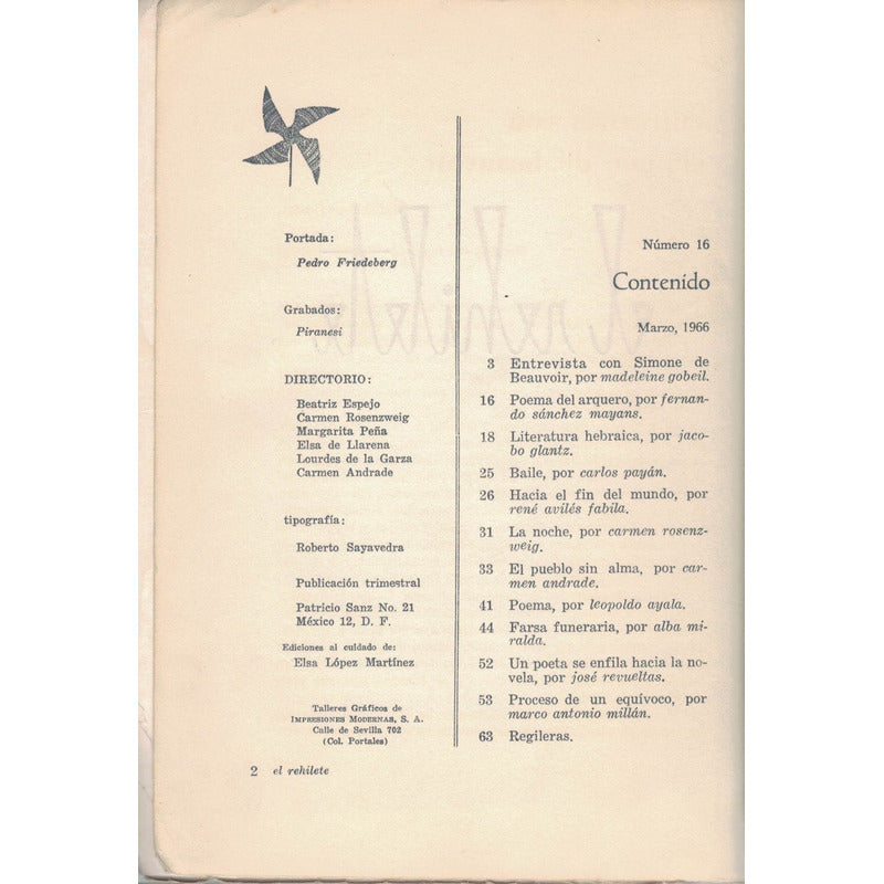 El Rehilete. Beatriz Espejo, #16, 1966, -feminismo-