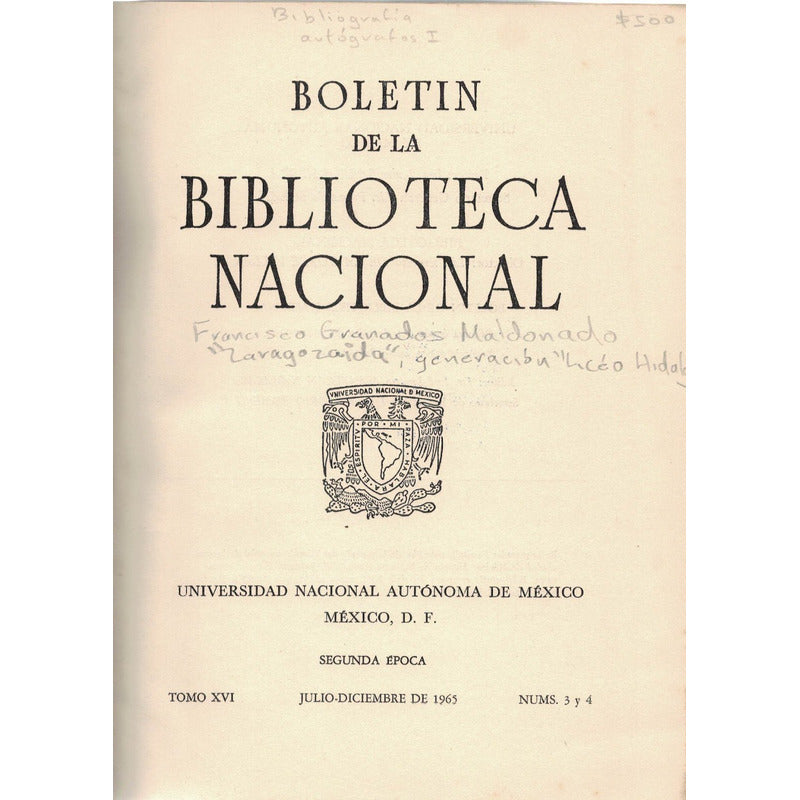 Boletin De La Biblioteca Nacional. [1965, Jul-dic]