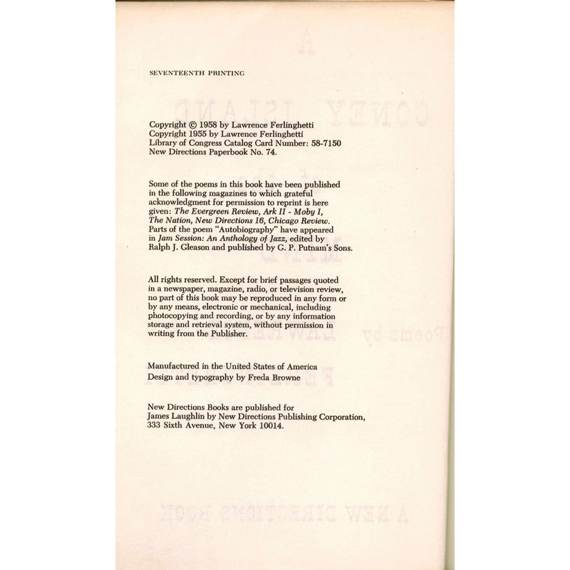 A Coney Island The Mind Lawrence Ferlinghetti New Direction