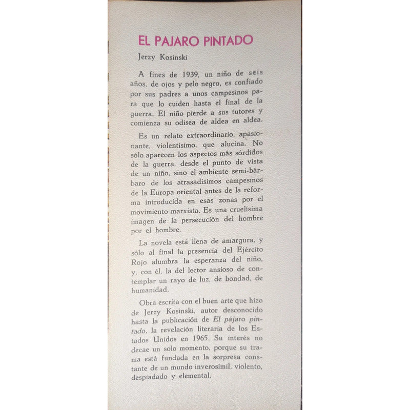 El Pajaro Pintado Jerzy Kosinski Gueto Polaco 1a