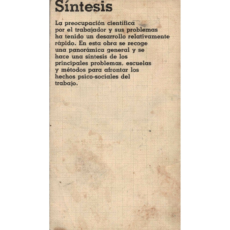 Introduccion, Psicosociologia Del Trabajo. España 1979