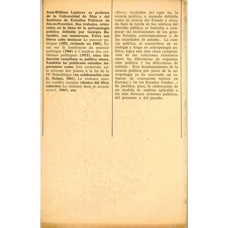 Analisis Sistemas Politicos. Lapierre, Peninsula Ed., 1976