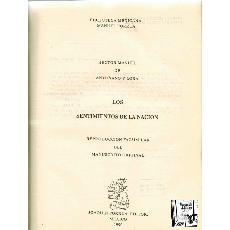 Sentimientos De La Nacion, Los. Antuñano Y Lora, Mexico 1990