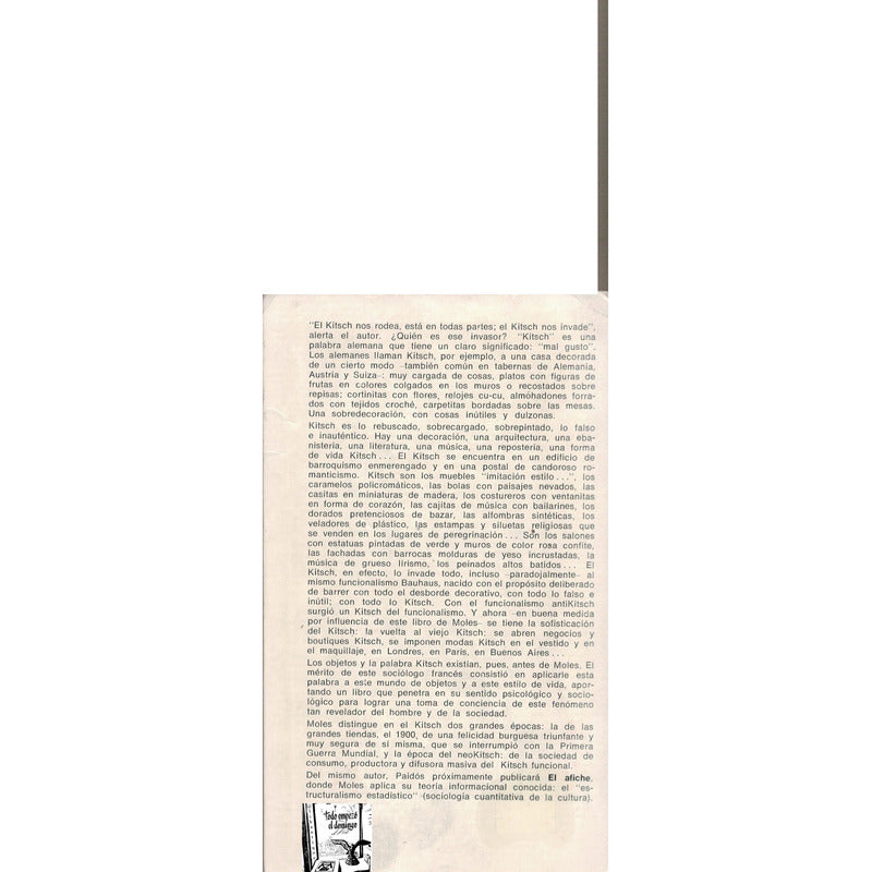 Kitsch. Abraham Moles, Paidos Ed., 1973 {1a}
