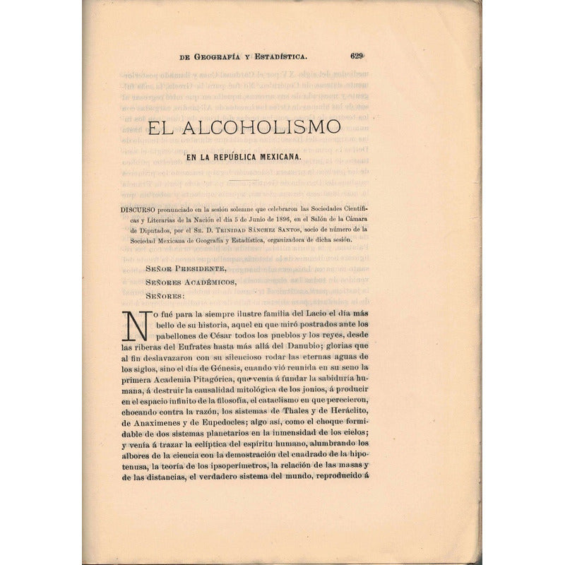 El Alcoholismo En Mexico. Trinidad Sanchez Santos Mexico1897